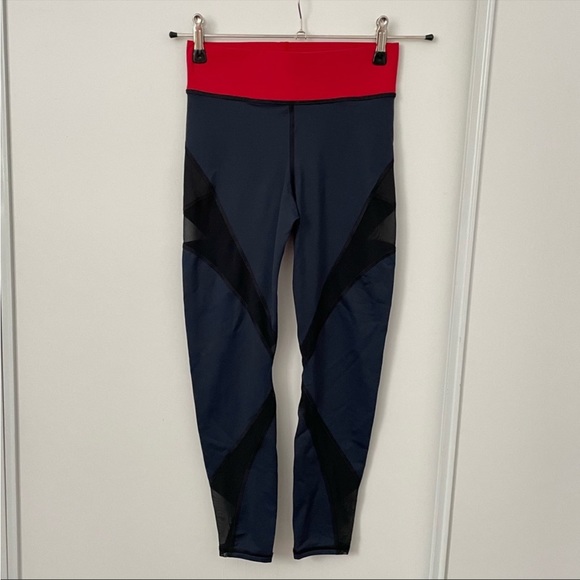 Michi Navy Mesh Cut Out Leggings 25" - Picture 1 of 2